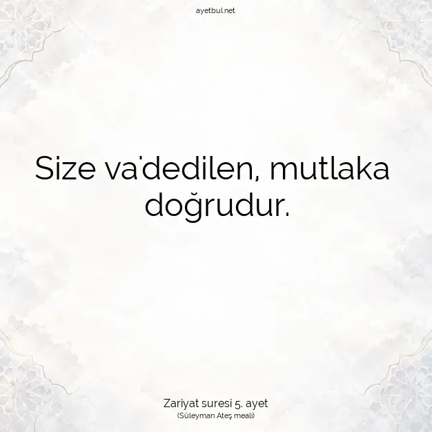 Ayetbul | Kuran Mealleri | Quran | Zariyat suresi 5. ayet