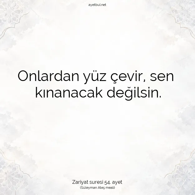 Ayetbul | Kuran Mealleri | Quran | Zariyat suresi 54. ayet