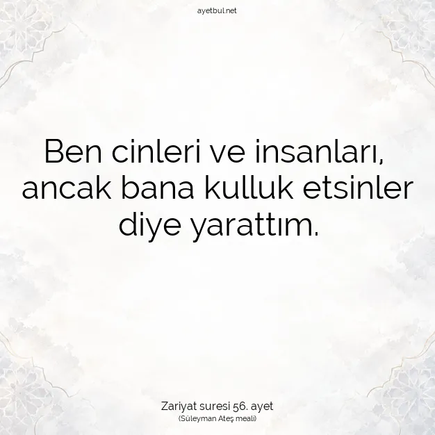 Ayetbul | Kuran Mealleri | Quran | Zariyat suresi 56. ayet