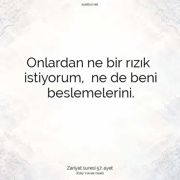 Ayetbul | Kuran Mealleri | Quran | Zariyat suresi 57. ayet