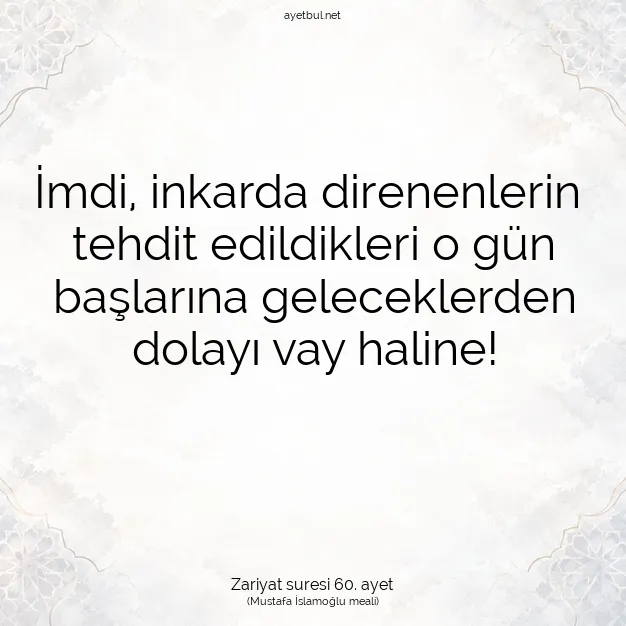 Ayetbul | Kuran Mealleri | Quran | Zariyat suresi 60. ayet