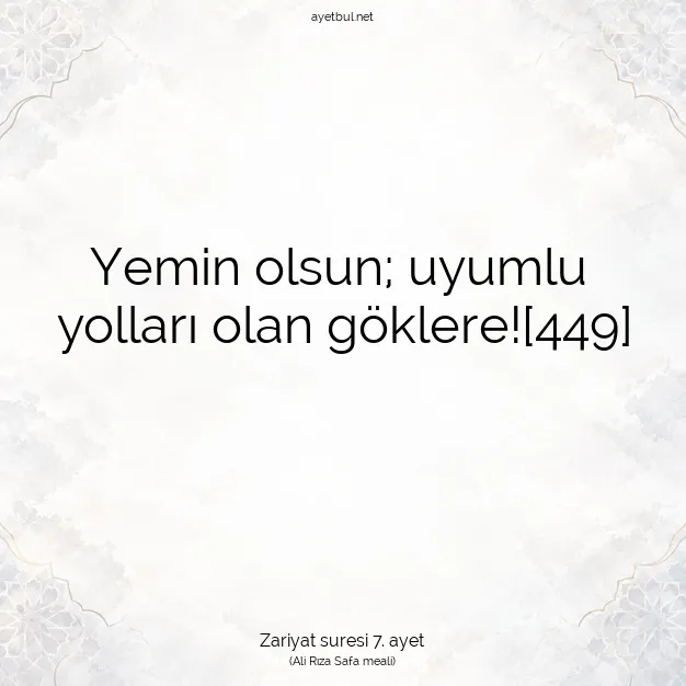 Ayetbul | Kuran Mealleri | Quran | Zariyat suresi 7. ayet