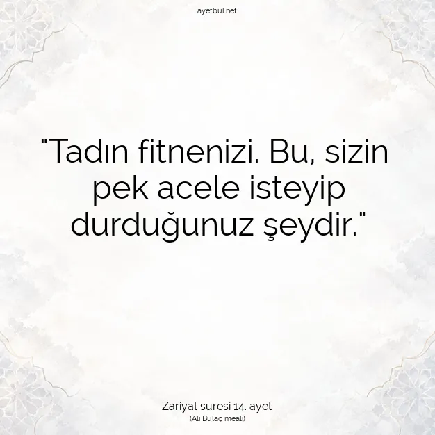 Ayetbul | Kuran Mealleri | Quran | Zariyat suresi 14. ayet