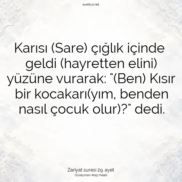 Ayetbul | Kuran Mealleri | Quran | Zariyat suresi 29. ayet