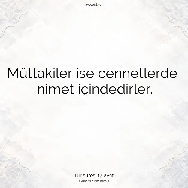 Ayetbul | Kuran Mealleri | Quran | Tur suresi 17. ayet