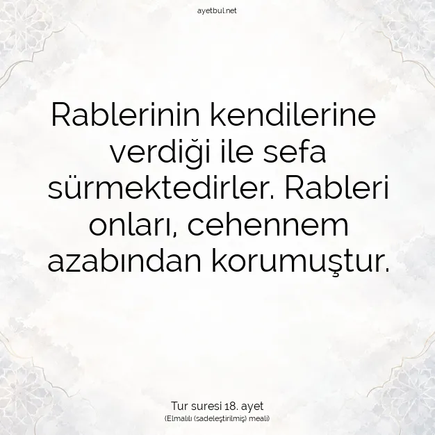 Ayetbul | Kuran Mealleri | Quran | Tur suresi 18. ayet