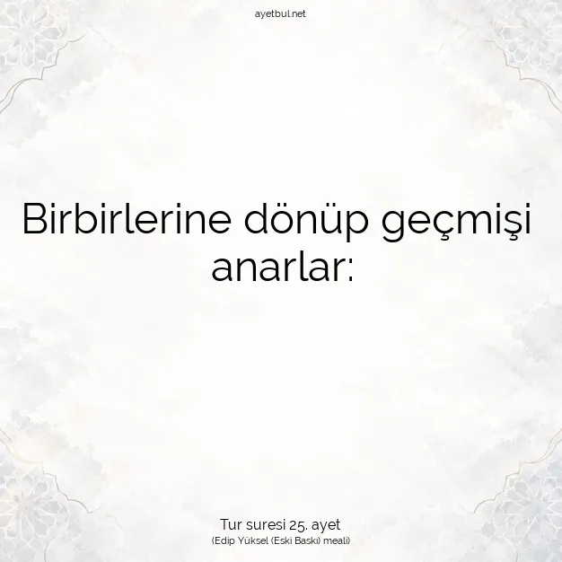 Ayetbul | Kuran Mealleri | Quran | Tur suresi 25. ayet