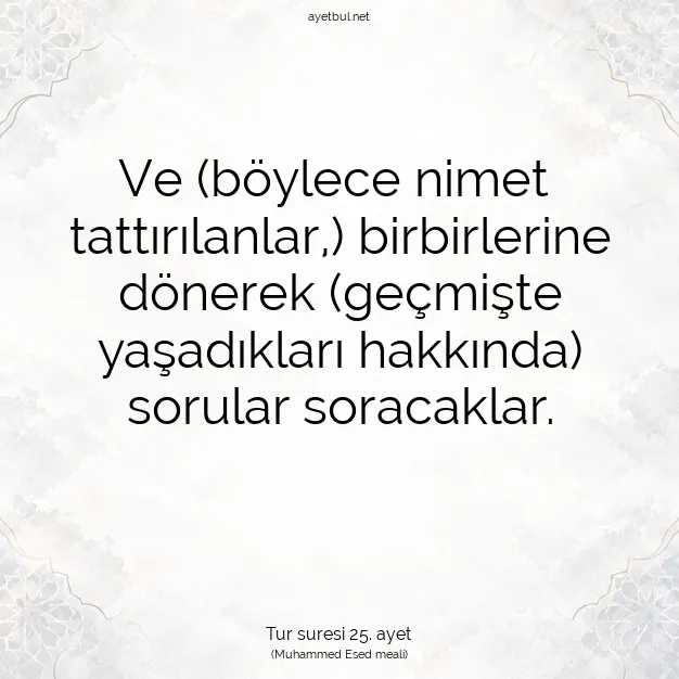 Ayetbul | Kuran Mealleri | Quran | Tur suresi 25. ayet