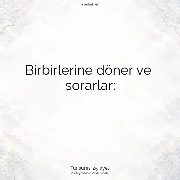 Ayetbul | Kuran Mealleri | Quran | Tur suresi 25. ayet