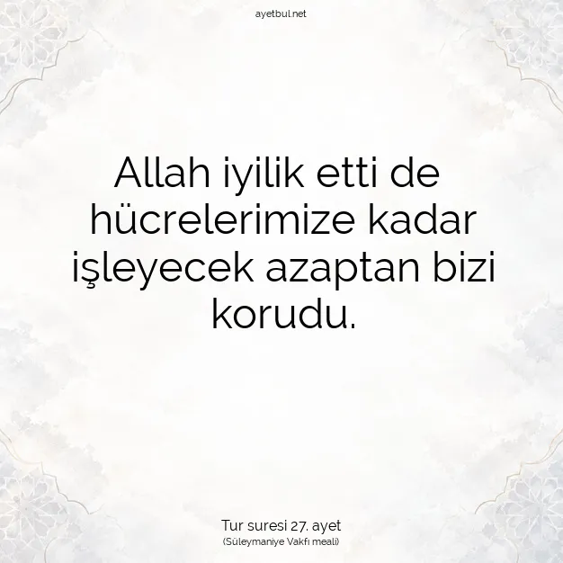 Ayetbul | Kuran Mealleri | Quran | Tur suresi 27. ayet