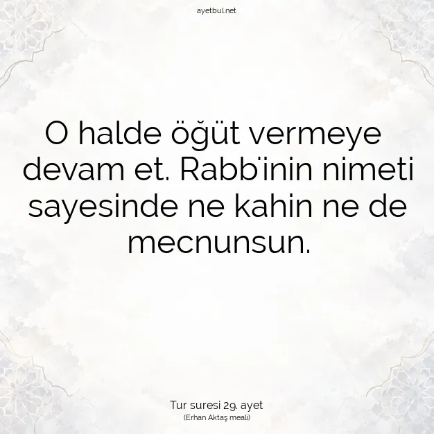 Ayetbul | Kuran Mealleri | Quran | Tur suresi 29. ayet