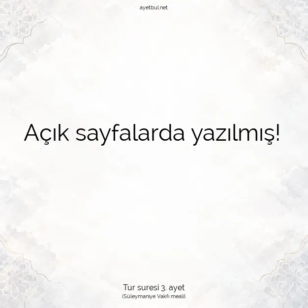 Ayetbul | Kuran Mealleri | Quran | Tur suresi 3. ayet