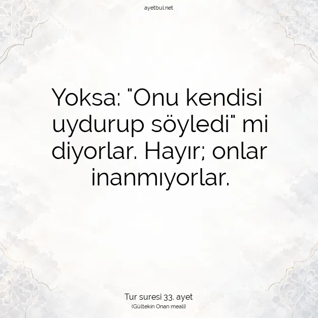Ayetbul | Kuran Mealleri | Quran | Tur suresi 33. ayet
