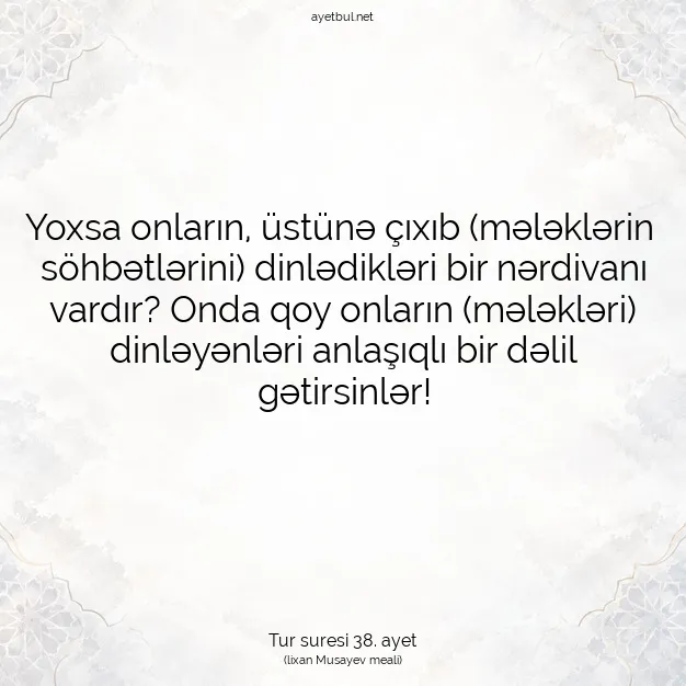 Ayetbul | Kuran Mealleri | Quran | Tur suresi 38. ayet