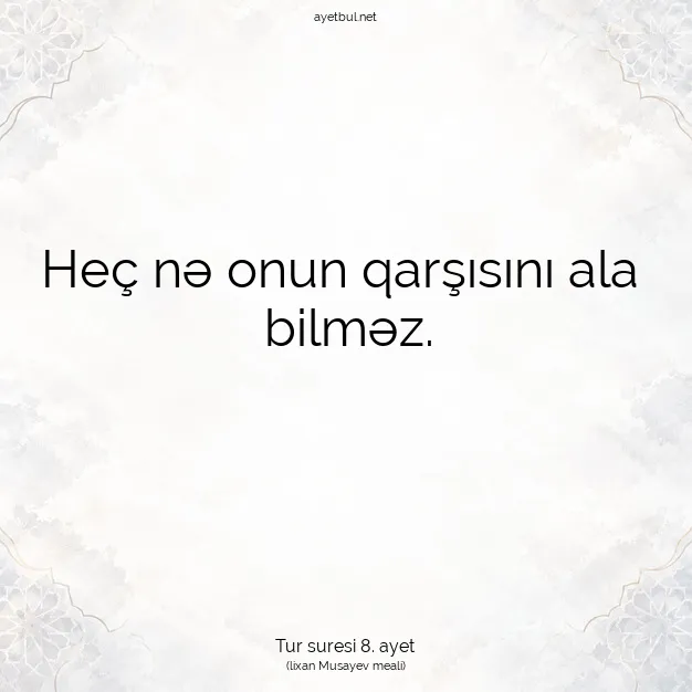 Ayetbul | Kuran Mealleri | Quran | Tur suresi 8. ayet