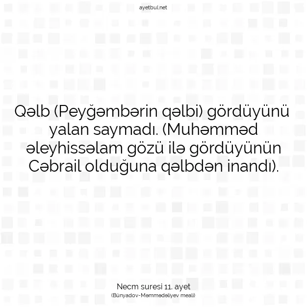 Ayetbul | Kuran Mealleri | Quran | Necm suresi 11. ayet