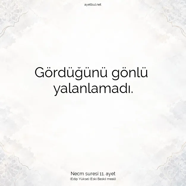 Ayetbul | Kuran Mealleri | Quran | Necm suresi 11. ayet