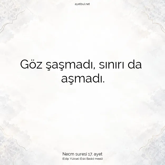Ayetbul | Kuran Mealleri | Quran | Necm suresi 17. ayet