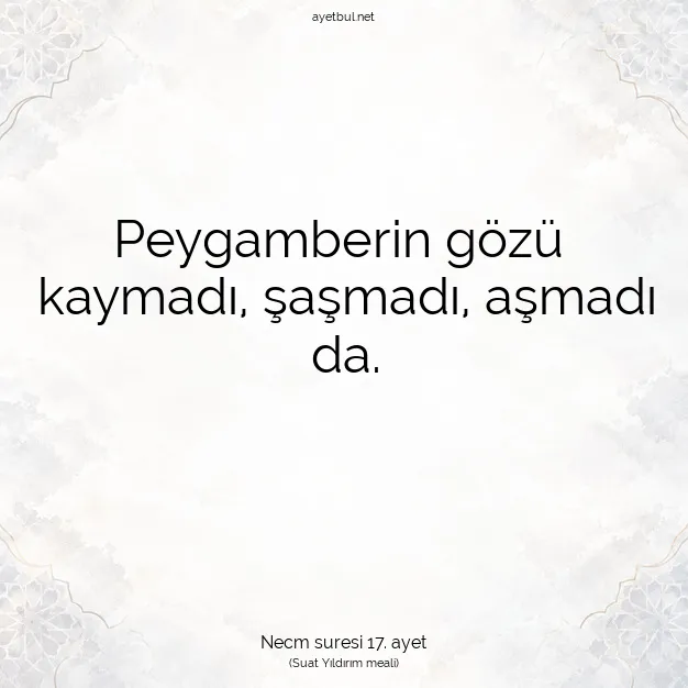 Ayetbul | Kuran Mealleri | Quran | Necm suresi 17. ayet