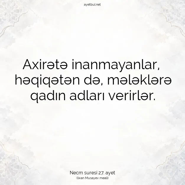 Ayetbul | Kuran Mealleri | Quran | Necm suresi 27. ayet