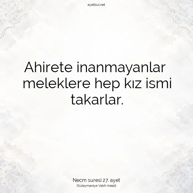 Ayetbul | Kuran Mealleri | Quran | Necm suresi 27. ayet