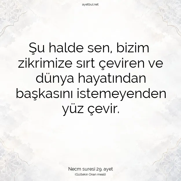 Ayetbul | Kuran Mealleri | Quran | Necm suresi 29. ayet