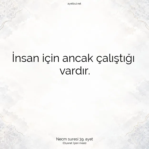 Ayetbul | Kuran Mealleri | Quran | Necm suresi 39. ayet