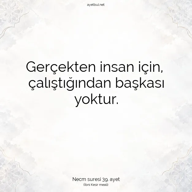 Ayetbul | Kuran Mealleri | Quran | Necm suresi 39. ayet