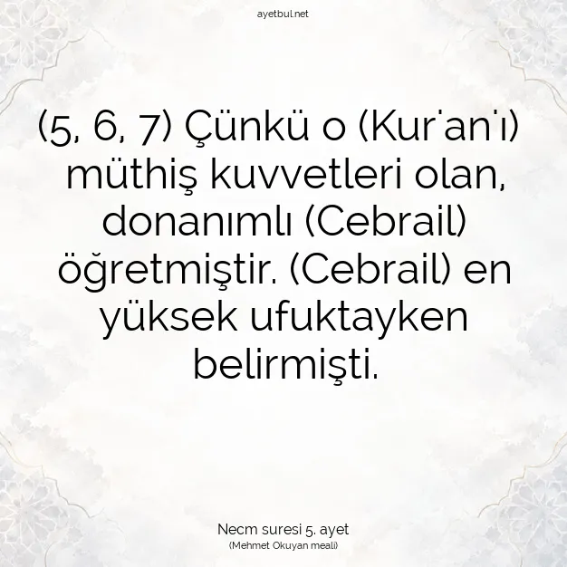 Ayetbul | Kuran Mealleri | Quran | Necm suresi 5. ayet