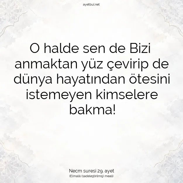 Ayetbul | Kuran Mealleri | Quran | Necm suresi 29. ayet