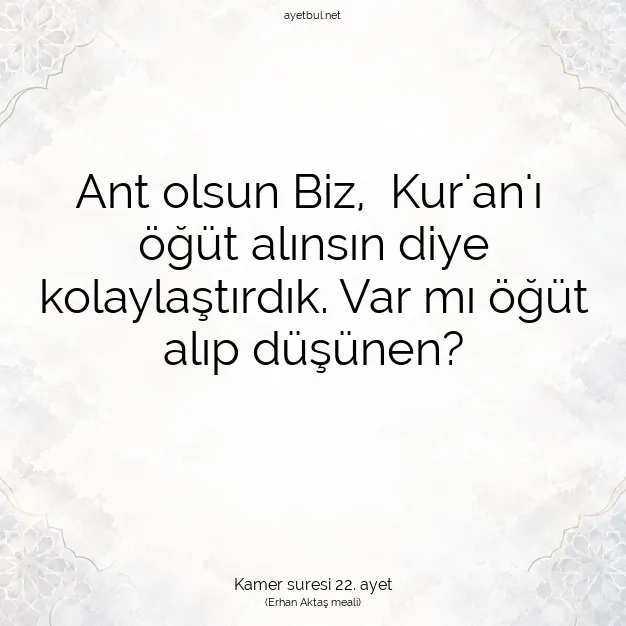 Ayetbul | Kuran Mealleri | Quran | Kamer suresi 22. ayet
