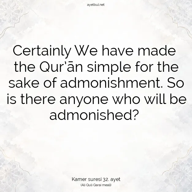 Ayetbul | Kuran Mealleri | Quran | Kamer suresi 32. ayet