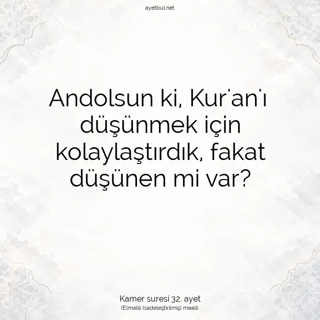 Ayetbul | Kuran Mealleri | Quran | Kamer suresi 32. ayet
