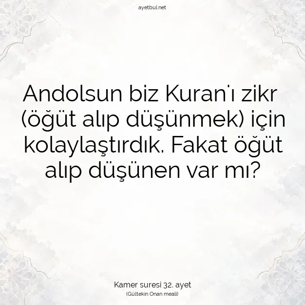 Ayetbul | Kuran Mealleri | Quran | Kamer suresi 32. ayet