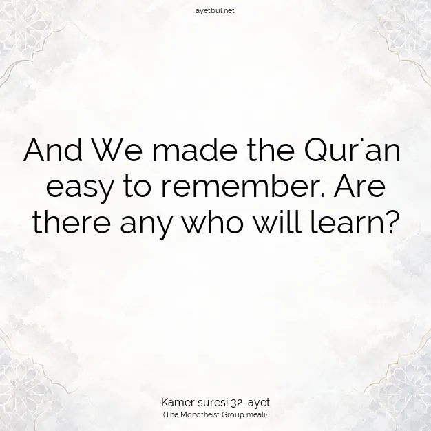 Ayetbul | Kuran Mealleri | Quran | Kamer suresi 32. ayet