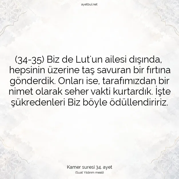 Ayetbul | Kuran Mealleri | Quran | Kamer suresi 34. ayet