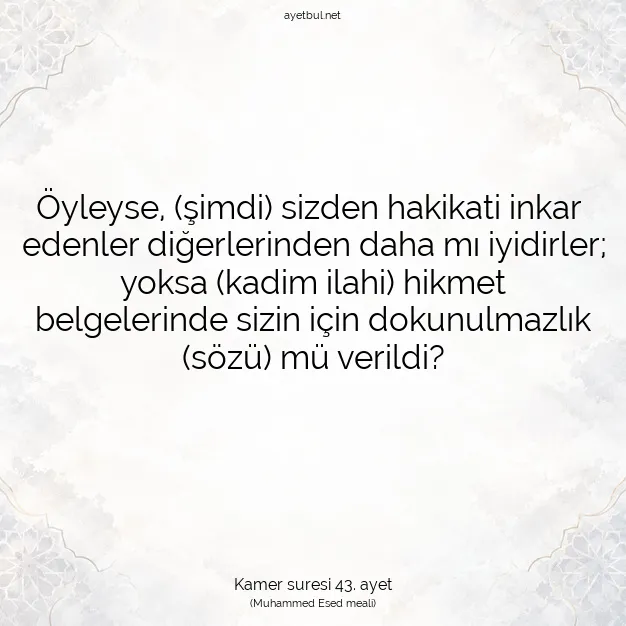 Ayetbul | Kuran Mealleri | Quran | Kamer suresi 43. ayet