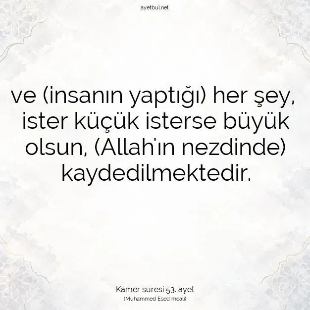 Ayetbul | Kuran Mealleri | Quran | Kamer suresi 53. ayet