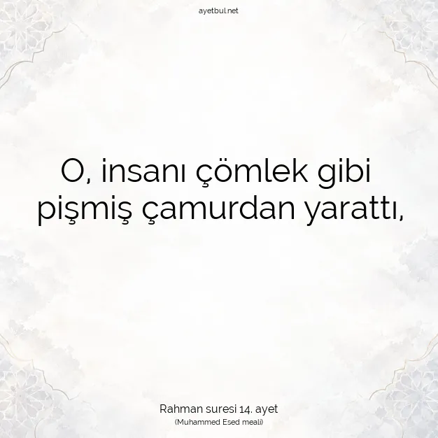 Ayetbul | Kuran Mealleri | Quran | Rahman suresi 14. ayet
