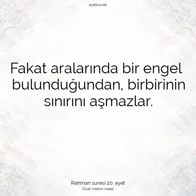 Ayetbul | Kuran Mealleri | Quran | Rahman suresi 20. ayet