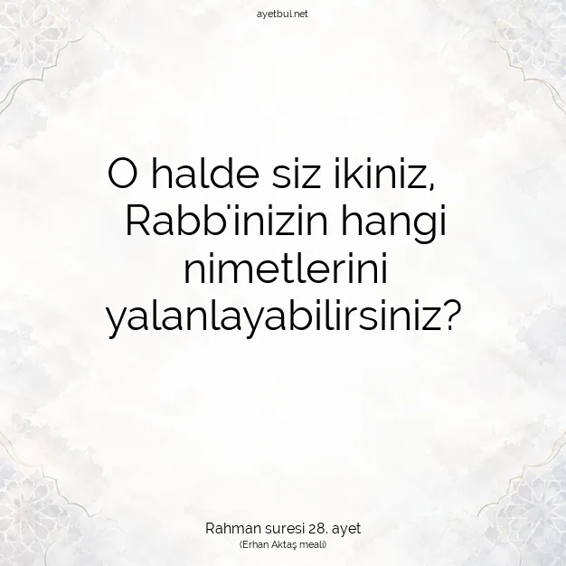 Ayetbul | Kuran Mealleri | Quran | Rahman suresi 28. ayet