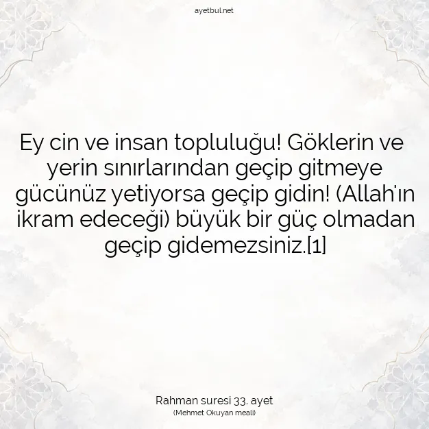 Ayetbul | Kuran Mealleri | Quran | Rahman suresi 33. ayet