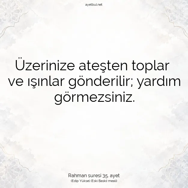 Ayetbul | Kuran Mealleri | Quran | Rahman suresi 35. ayet