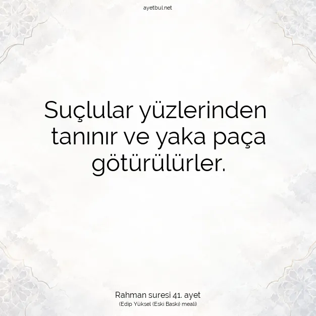 Ayetbul | Kuran Mealleri | Quran | Rahman suresi 41. ayet