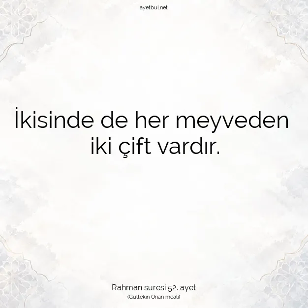 Ayetbul | Kuran Mealleri | Quran | Rahman suresi 52. ayet