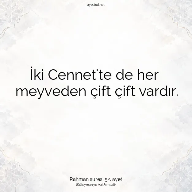 Ayetbul | Kuran Mealleri | Quran | Rahman suresi 52. ayet
