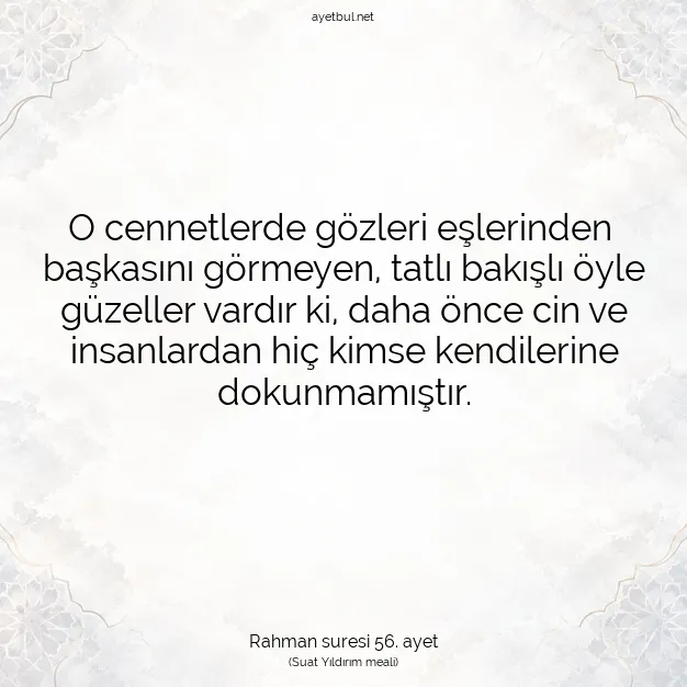Ayetbul | Kuran Mealleri | Quran | Rahman suresi 56. ayet