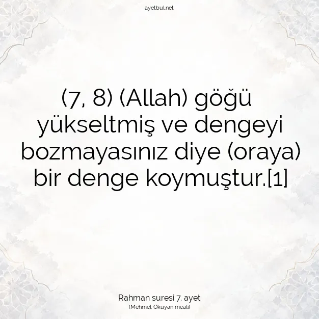 Ayetbul | Kuran Mealleri | Quran | Rahman suresi 7. ayet