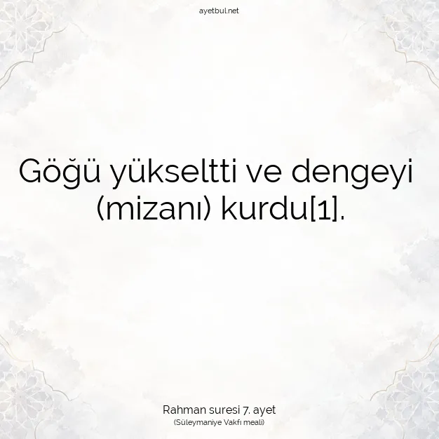 Ayetbul | Kuran Mealleri | Quran | Rahman suresi 7. ayet