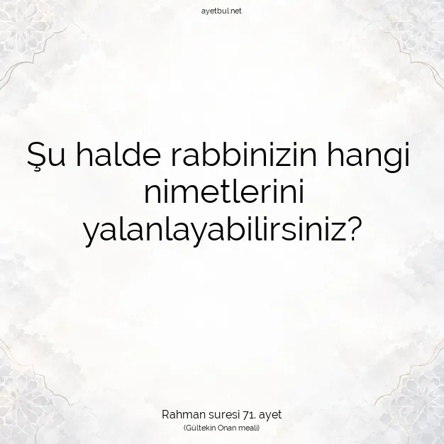 Ayetbul | Kuran Mealleri | Quran | Rahman suresi 71. ayet